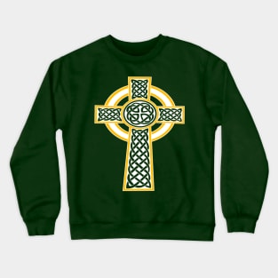 St Patrick's Day Celtic Cross White And Orange Crewneck Sweatshirt